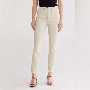 Good American Good Classic Slim Jeans Bone Cream High Rise NEW - Size 00/24